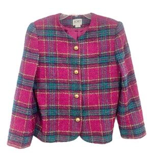 Vintage Koret Colorful Plaid Jacket with Gold Details